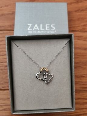 Zales Two-Tone Heart Pendant Necklace in Silver and Gold Accents
